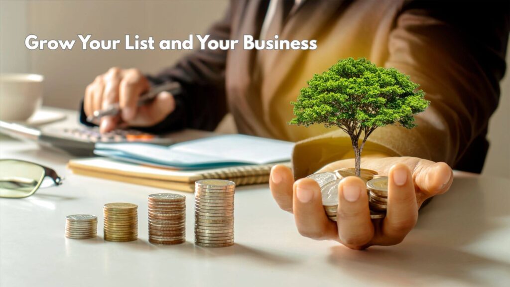 Picture of a tree and coins in a hand that's on a desk with a person taking notes on a notepad.